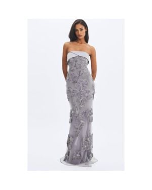 Miss Circle Raphaela Beaded Floral Strapless Mermaid Maxi Dress - Purple