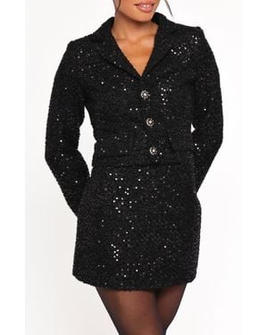 Petal & Pup Valentina Sequin Crop Blazer - Black