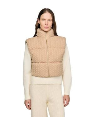 Sandro Cropped Sleeveless Puffer Vest - Natural