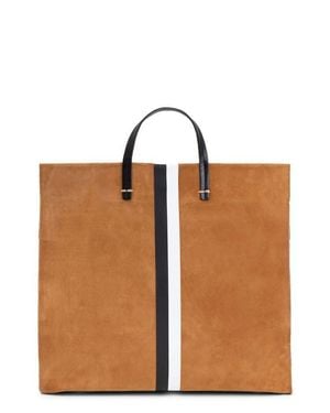 Clare V. Simple Striped Suede Tote - Brown