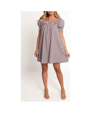 Petal & Pup Kennedy Puff Sleeve Smocked Gingham Minidress - Multicolor