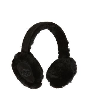 UGG Logo Embroidered Genuine Shearling Earmuffs - Black