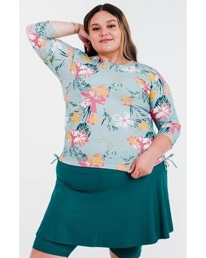 Calypsa Plus Size Margaux Swim Top - Green