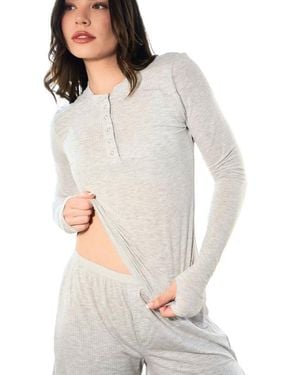 Vitaly Float Rib Henley Top - White