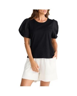 Brave+True Abigail Puff Sleeve T-Shirt - Black