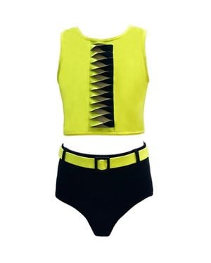 NESSI BYRD Front Window High Neck Belted Two Piece Bikini, Toddler-Little Kid & Big Kid - Yellow