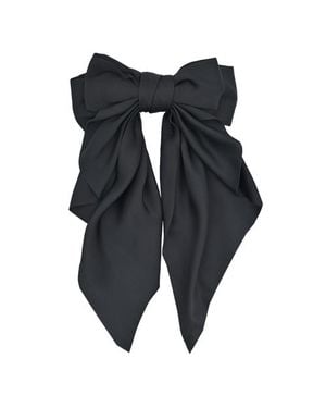 Tulle Satin Ribbon Flowing Bow Hairclip - Black