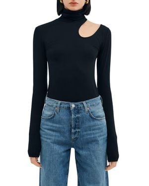 MARCELLA Allegra Asymmetric Turtleneck Top - Blue