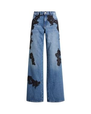 LoveShackFancy Bambie Lace Appliqué Jeans - Blue