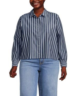 Lands' End No Iron Boxy Cropped Shirt - Blue