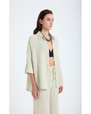 Monlicia Iyan 100% Linen Oversize Shirt - Natural