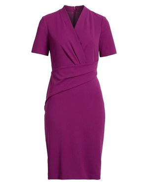 Anne Klein Pleated Scuba Crepe Dress - Purple