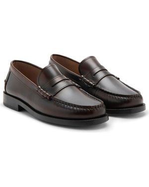 Mango Leather Penny Loafer - Black