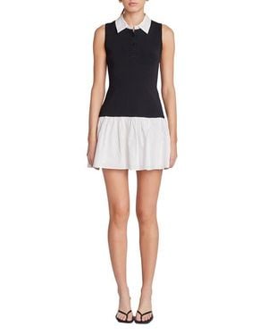 Endless Rose Drop Waist Mixed Media Minidress - Black