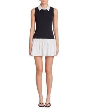 Endless Rose Drop Waist Mixed Media Minidress - Black
