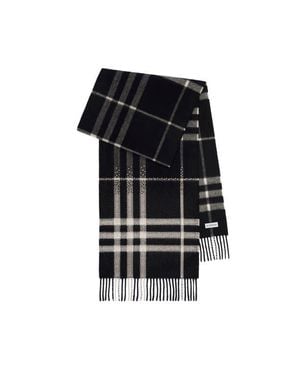 Burberry Embellished Check Cashmere Scarf - Black