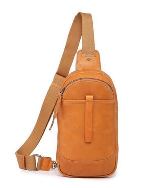 Old Trend Fern Genuine Leather Compact Crossbody Sling Bag - Orange