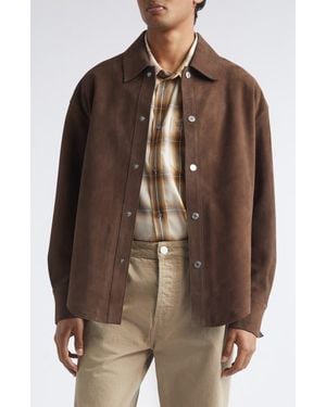 Ami Paris Goatskin Suede Overshirt - Brown
