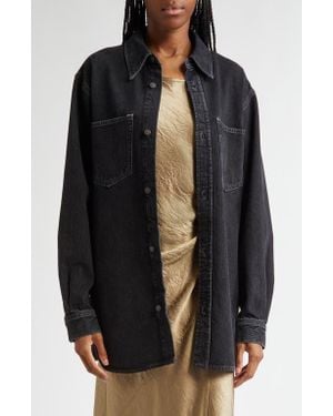 Acne Studios Relaxed Fit Organic Cotton Denim Button-Up Shirt - Black