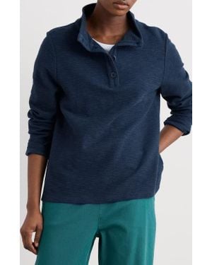 Seasalt Cornwall Last Boat Organic Cotton Half Placket Sweatshirt - Blue