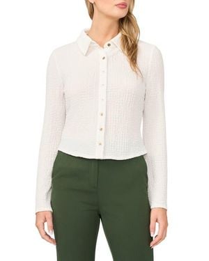 Halogen® Flare Sleeve Knit Button-Up Shirt - White