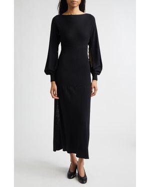 Paloma Wool Fa Cutout Long Sleeve Extrafine Merino Wool Sweater Dress - Black
