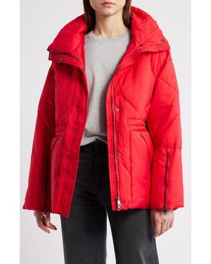 OOF WEAR Quilted Water Repellent Hooded Jacket - Red