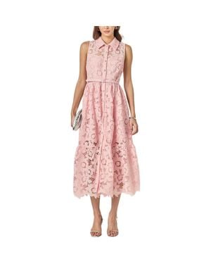 English Factory Sleeveless Lace Shirtdress - Pink
