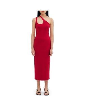 Two Lines by Marcella Norwood One-Shoulder Midi Dress - Red