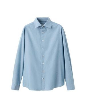 Mango Slim Fit Cotton Button-Up Shirt - Blue