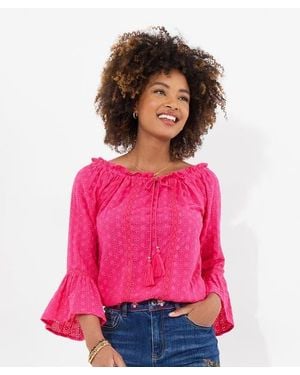 Joe Browns Bell Sleeve Eyelet Blouse - Pink