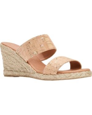 Andre Assous Nolita Cork Espadrille Platform Wedge Slide Sandal - Metallic
