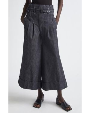 Junya Watanabe High Waist Belted Flared Denim Pants - Blue