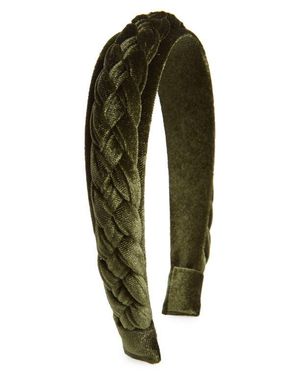 Tasha Braided Velvet Headband - Green