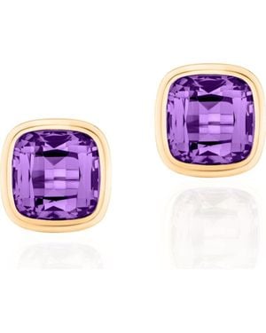 Goshwara Manhattan Cushion Cut Stud Earrings - Purple