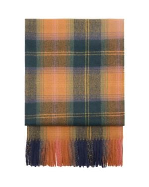 Mango Check Fringe Scarf - Green