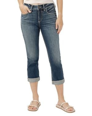 Silver Jeans Co. Suki Americana Curvy Mid Rise Capri Jeans - Blue