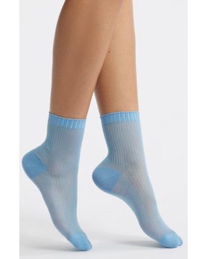 Nordstrom Sparkle Sheer Rib Quarter Socks - Blue