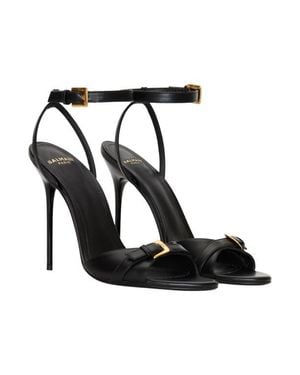 Balmain Anthem Smooth Leather Sandals - Black