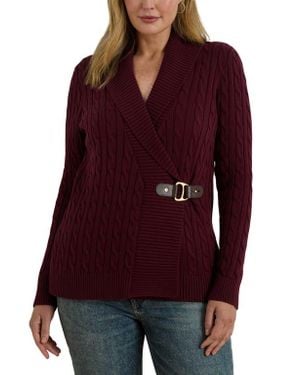 Ralph Lauren Cable Stitch Cotton Wrap Cardigan - Red