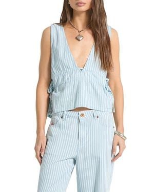 Brixton The Bells Side Tie Cotton Top - Blue