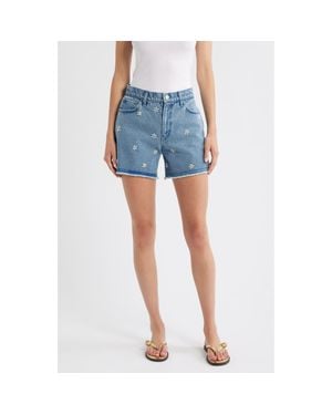 Rag & Bone Embellished Cutoff Denim Shorts - Blue