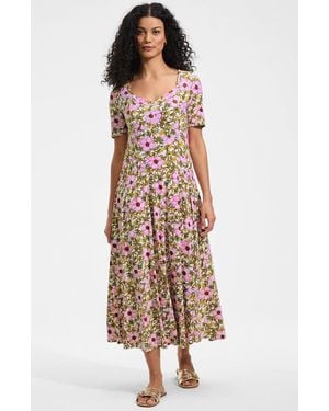 Lands' End Silky Knit Sweetheart Midi Dress - White