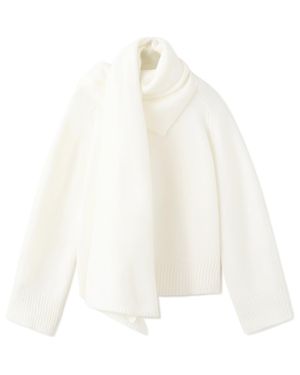 Mango Scarf Sweater - White