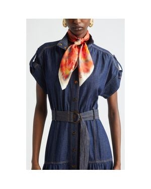 Zimmermann Tie Dye Silk Square Scarf - Blue