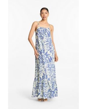 Diarrablu Printed Cotton Poplin Fari Maxi Dress - Blue