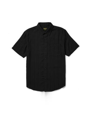 Seager Co. Caldera Stripe Jacquard Short Sleeve Button-Up Shirt - Black
