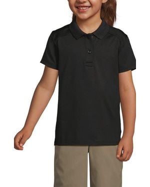 Lands' End School Uniform Girls Short Sleeve Feminine Fit Rapid Dry Polo Shirt - Black