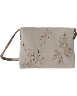 Brunello Cucinelli Bc Duo Pouch Bag With Broderie Anglaise - Gray