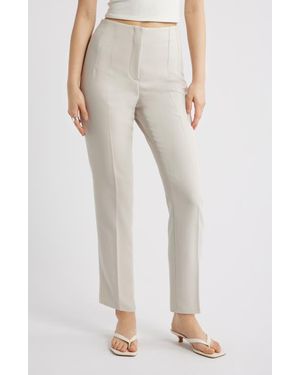 Open Edit Icon Twill High Waist Cigarette Pants - Natural